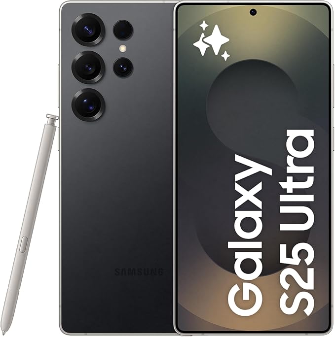هاتف سامسونج جالكسي S25 ألترا AI، سعة تخزين 256 جيجابايت، ذاكرة وصول عشوائي (RAM) 12 جيجابايت، لون أسود تيتانيوم، هاتف ذكي يعمل بنظام أندرويد، كاميرا 200 ميجابكسل، قلم S Pen، عمر بطارية طويل، ضمان لمدة عام/إصدار محلي